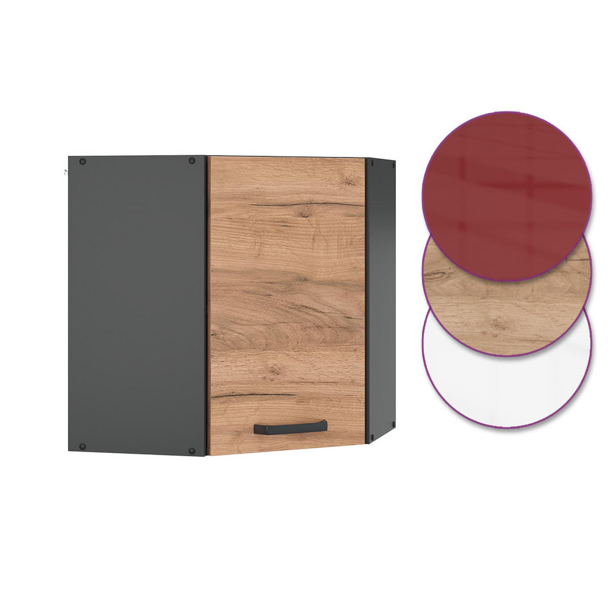ECKHÄNGESCHRANK R-Line Goldkraft Eiche 57 cm - Honigeiche/Anthrazit, Holzwerkstoff (57/60/34.1cm) - Vicco