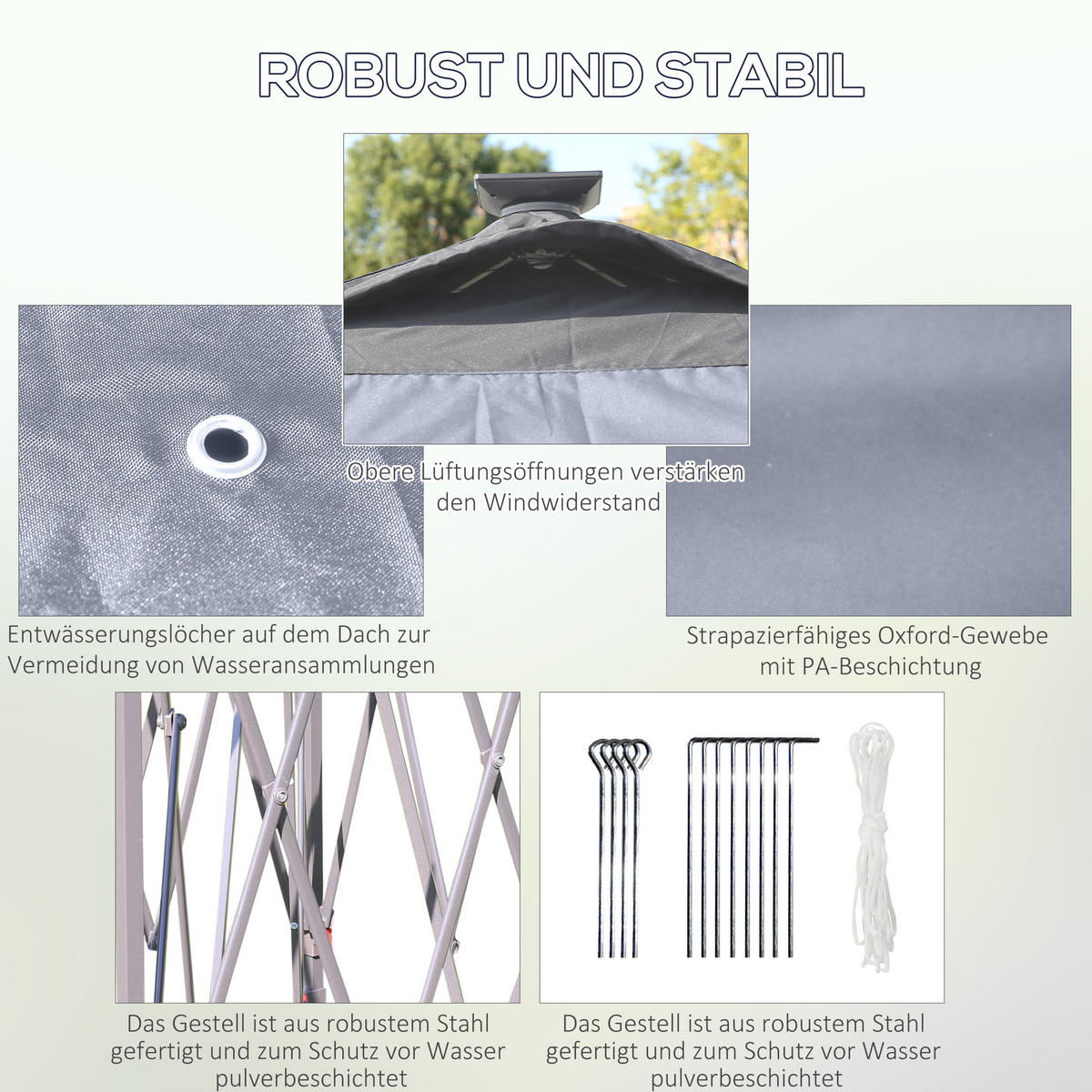 FALTPAVILLON, Weiß, Metall, Oxford - Grau, Metall (330/288/330cm) - Outsunny