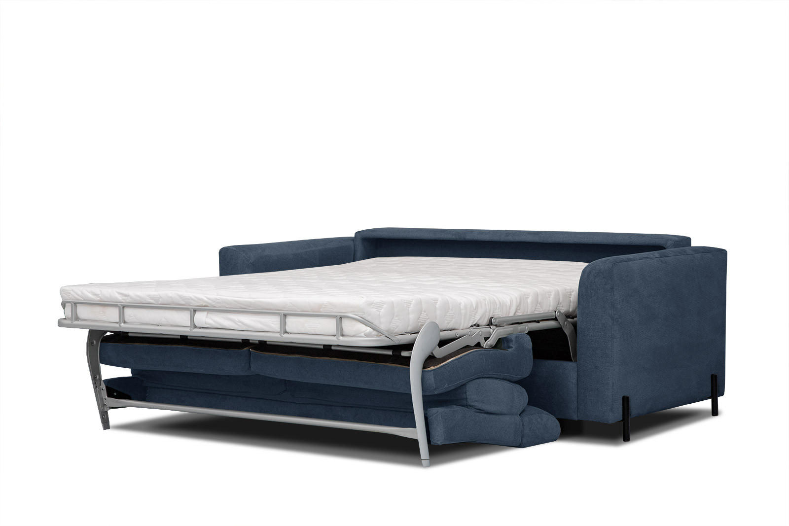 SOFA MEZO 3-Sitzer mit Schlaffunktion, dunkelblau - Schwarz/Dunkelblau, Holz/Textil (232/90/107cm) - Courtois Laville