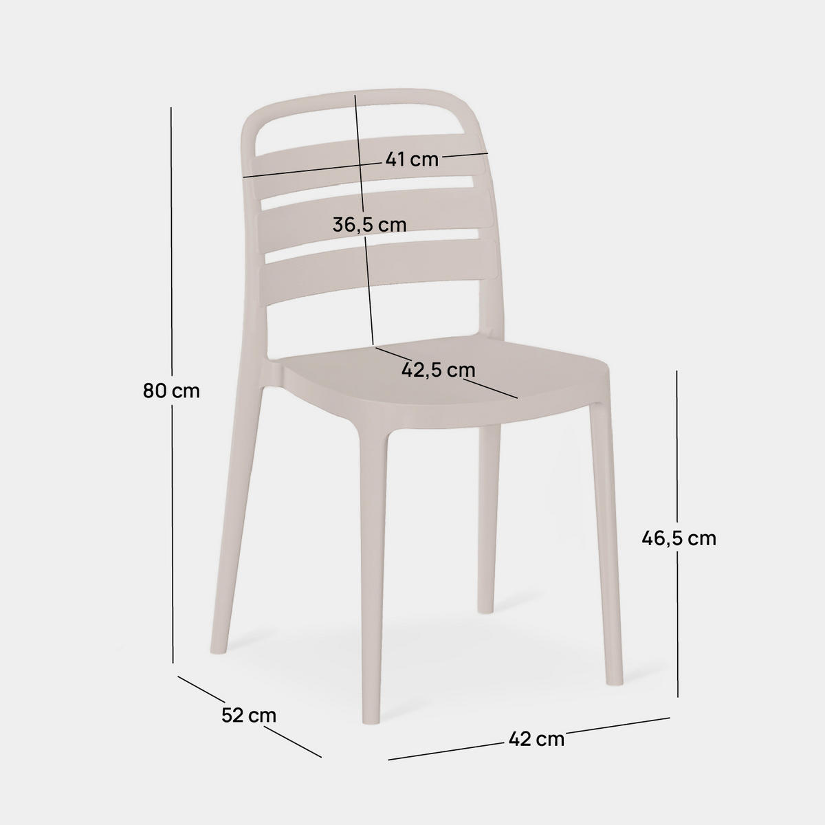 GARTENSTUHL Zira Beige 42 cm x 80 cm 4er-Set - Beige, Kunststoff (42/80/52cm) - Klast Home