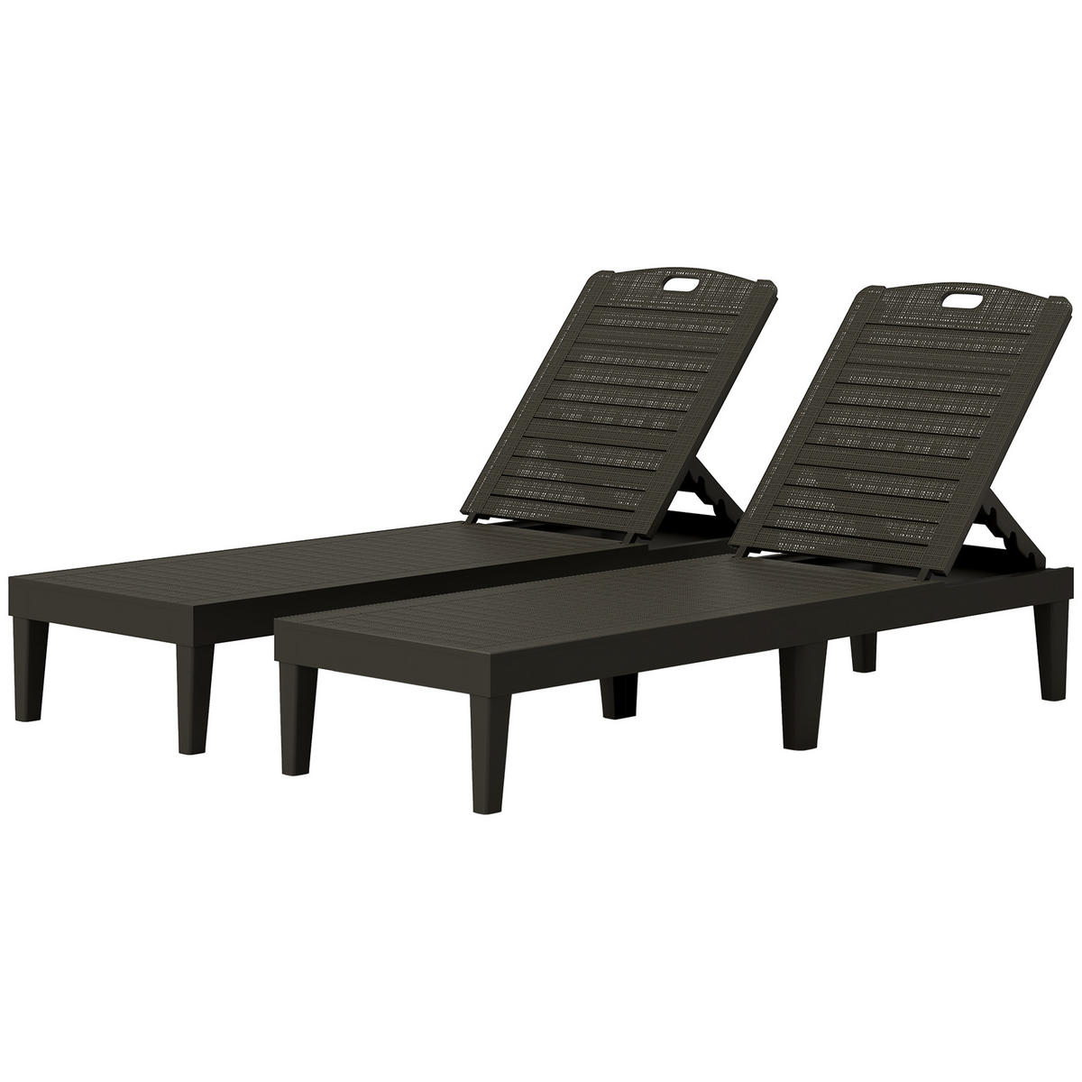 SONNENLIEGE 2er-Set Sonnenliegen mit 4-fach verstellbarer Rückenlehne Rattanoptik Lattenrost,187*56*28 cm,Schwarz - Schwarz, Kunststoff (56/28/187cm) - Vallsero