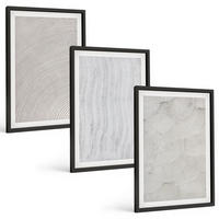 BILDER SET 3er Set - 40x60 cm Schwarzer Rahmen - Sandmuster geometrische Strukturen - Schwarz, Kunststoff (40/60cm) - TULUP