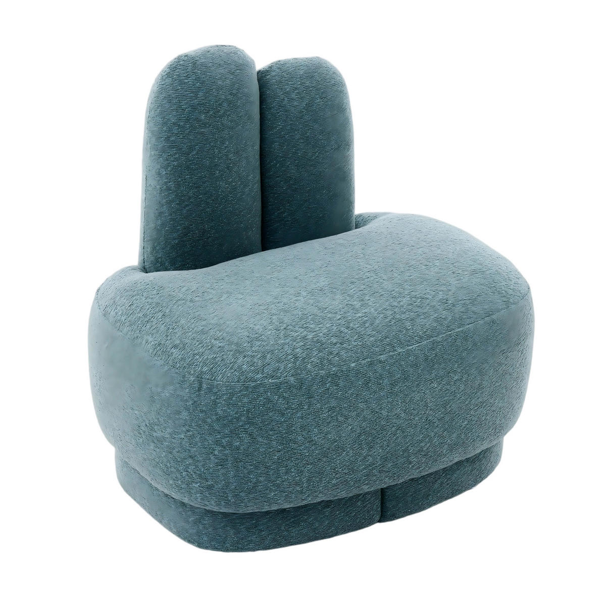 OTTOMAN Bunny-ear tyg stoppad med kaninöron - Grön, Textil (54/54/41.5cm) - Urban Meuble