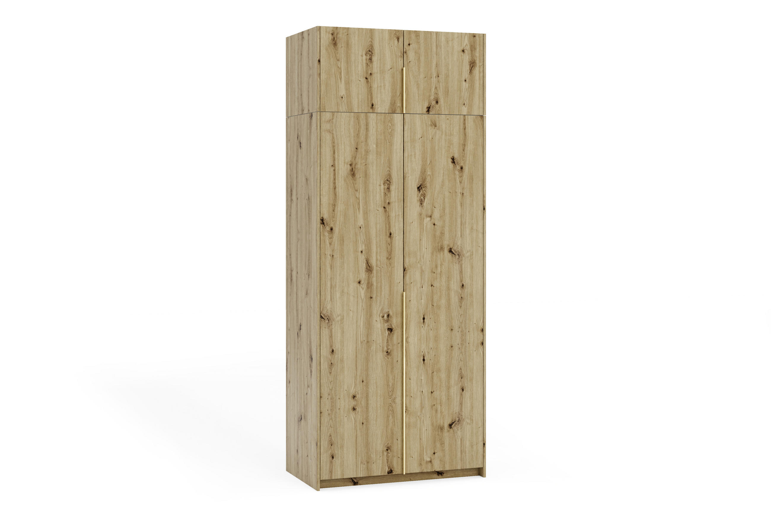 DREHTÜRENSCHRANK Apollonia I ohne Spiegel 100x204cm 2-türig, artisan, goldene Griffe - Goldfarben/Braun, Kunststoff (58/250/100cm) - Margaret Hadas24