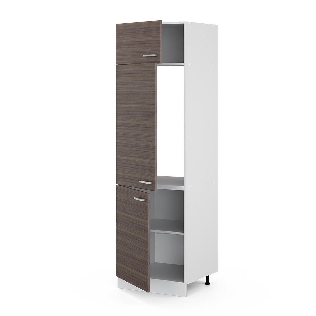 KÜHLUMBAUSCHRANK R-Line Grau 60 cm - Weiß/Braun, Holzwerkstoff (60/206.8/57.2cm) - Vicco