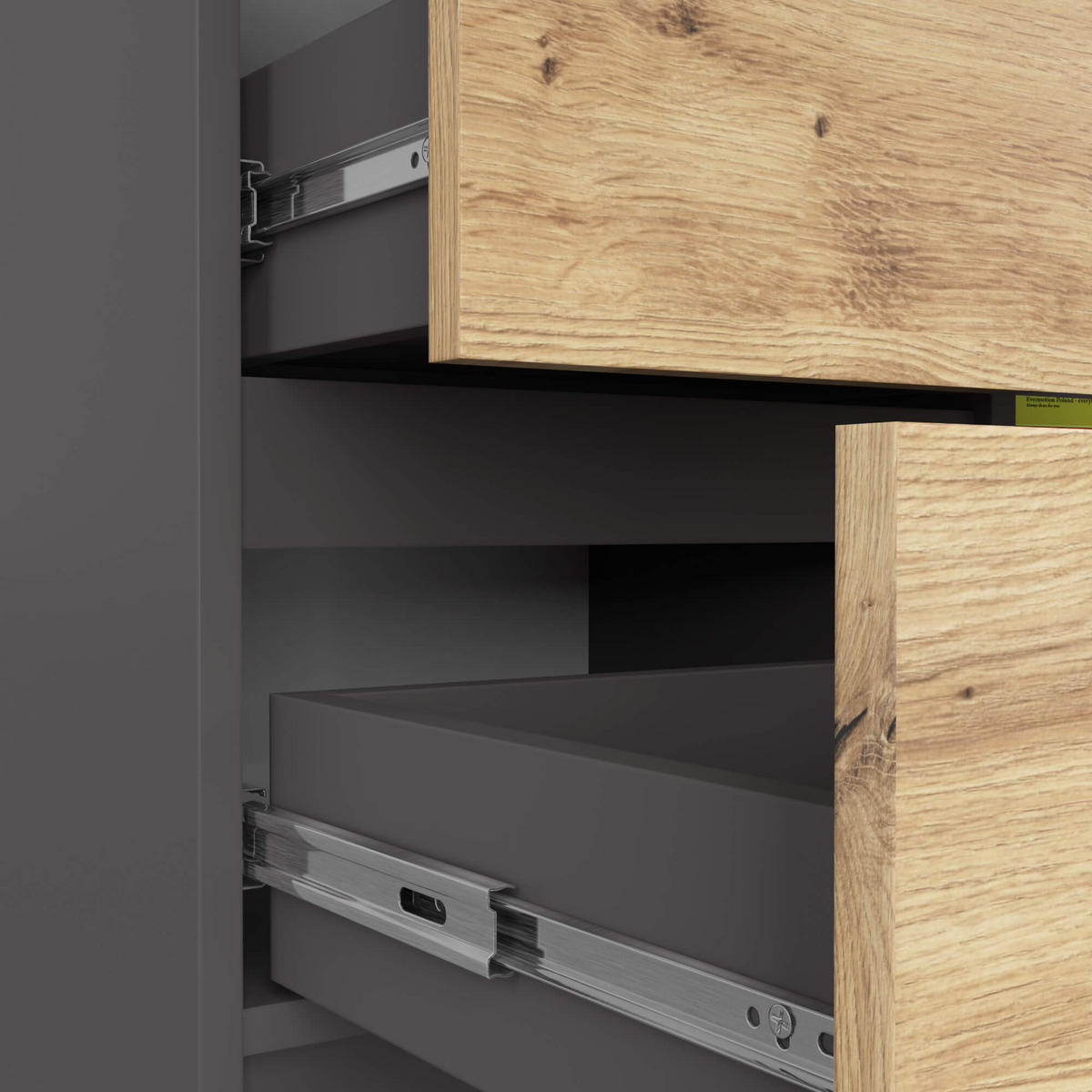 KOMMODE Grau, Eiche Artisan 35x80x77 cm - Eiche Artisan/Grau, Holzwerkstoff (80/77/35cm) - Akord