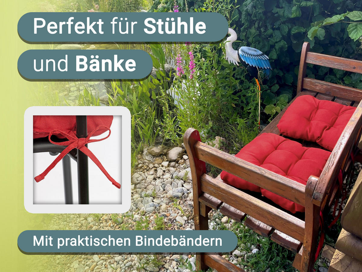 STUHLKISSEN, 4er-Set, 38x38 cm, 55% Baumwolle, 45% Polyester, Rot - Rot, Textil (38/38/6cm) - Zollner