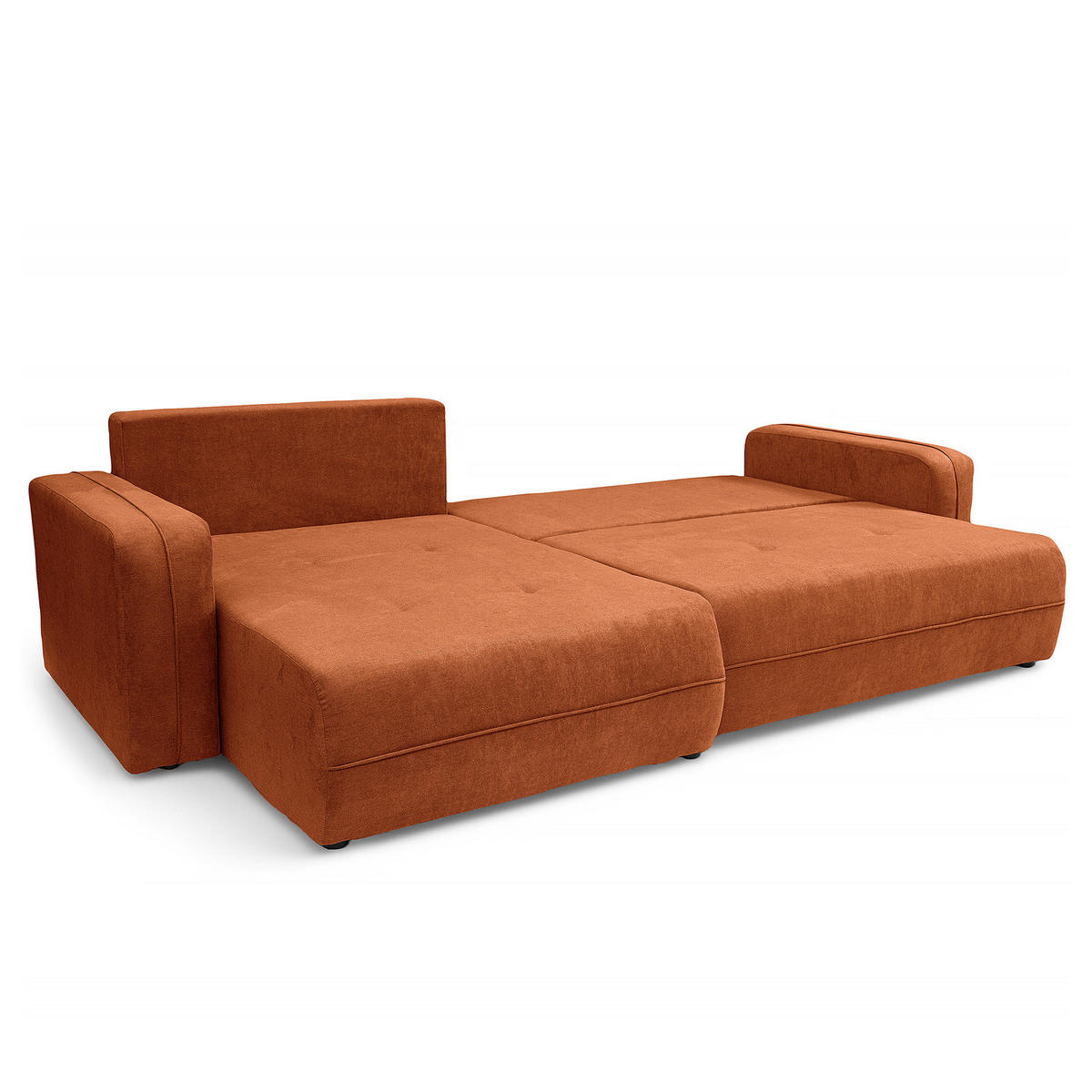ECKSOFA mit Schlaffunktion - 272 cm - Schwarz/Orange, Kunststoff/Textil (272/145cm) - home24
