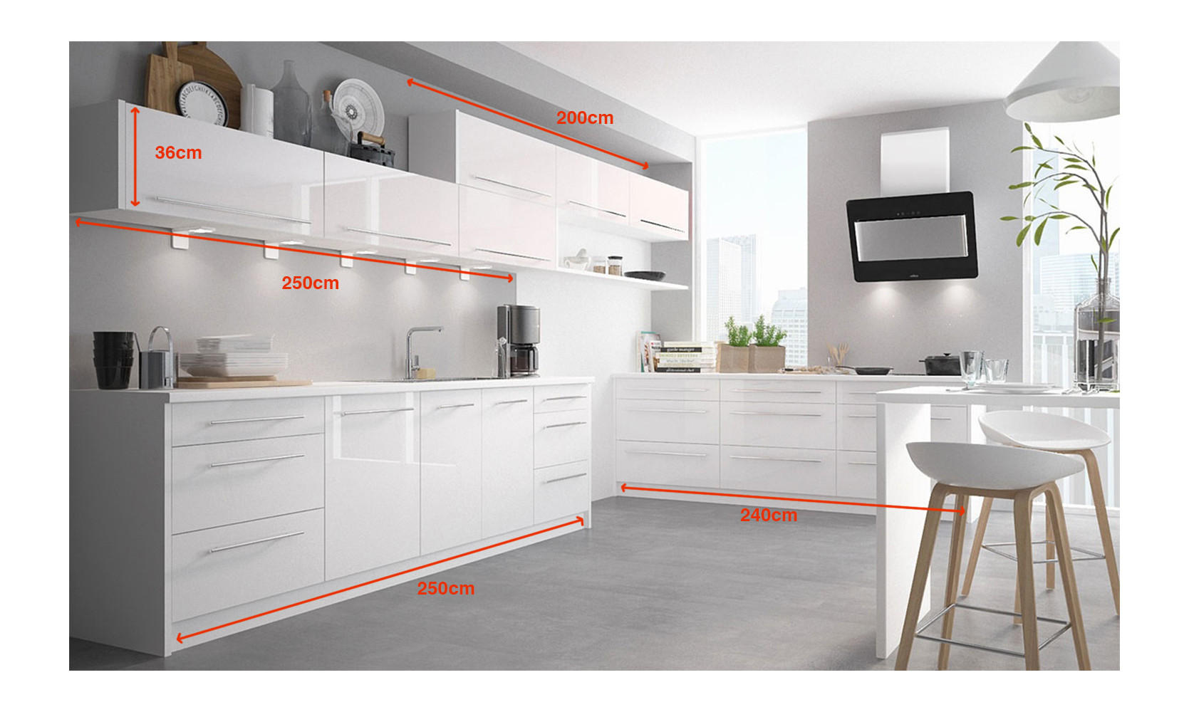 KÜCHENLEERBLOCK Brerra Cdb verkehrsweiß lackiert / weiß matt 13-teilig - Weiß, Holzwerkstoff (490/168/50cm) - Feldmann-Wohnen