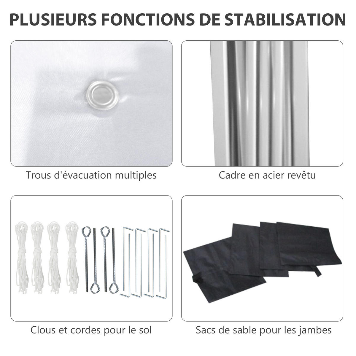 PAVILLON DE-13961 Pop-up 3/3 m, höhenverstellbar UV30+ - Hellgrau, Textil (297/288/297cm) - ComfortXL