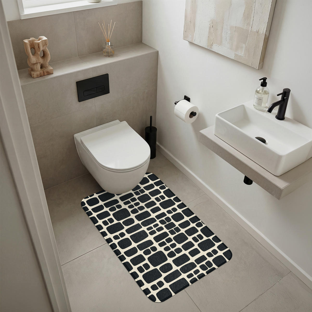 KOUPELNOVÁ PŘEDLOŽKA Moderní - organické - černé 60x90 cm - antracitová, textil/plast (60/90cm)