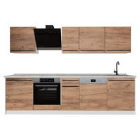 KÜCHENZEILE R-Line, Goldkraft Eiche/Weiß, 280 cm ohne Arbeitsplatte - Honigeiche/Weiß, Holzwerkstoff (280/206.8/46cm) - Vicco
