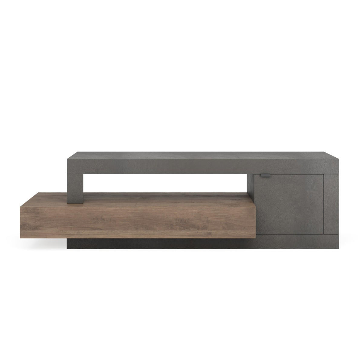 TV-MÖBEL 1 Tür und 1 Schublade Journey - L160 cm - Braun, Holzwerkstoff (42/49/7cm) - Calicosy