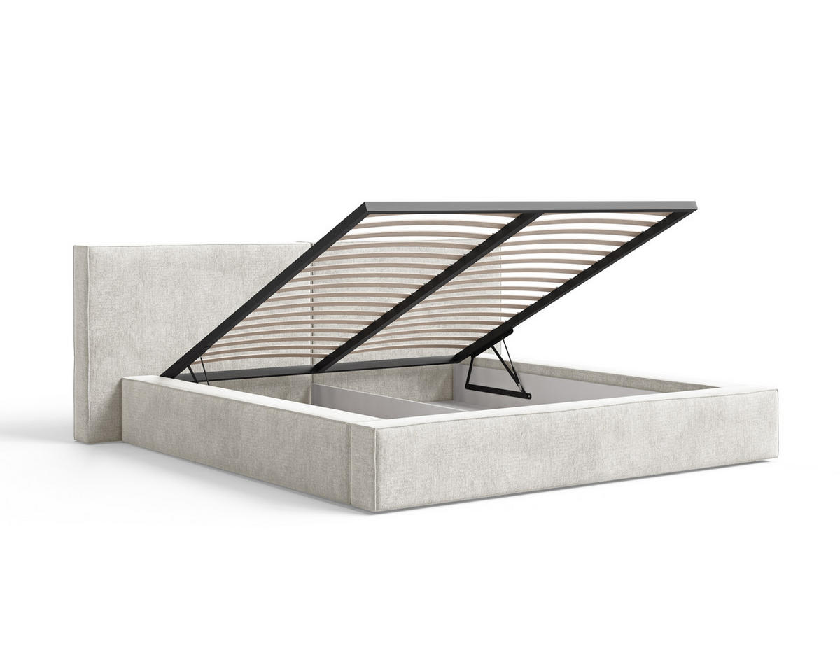 POLSTERBETT 06 140x200 cm – Tresor - Bett mit Bettkasten, Metall-Lattenrost - Creme, Holz (140/200cm) - ROYAL24_MARKT