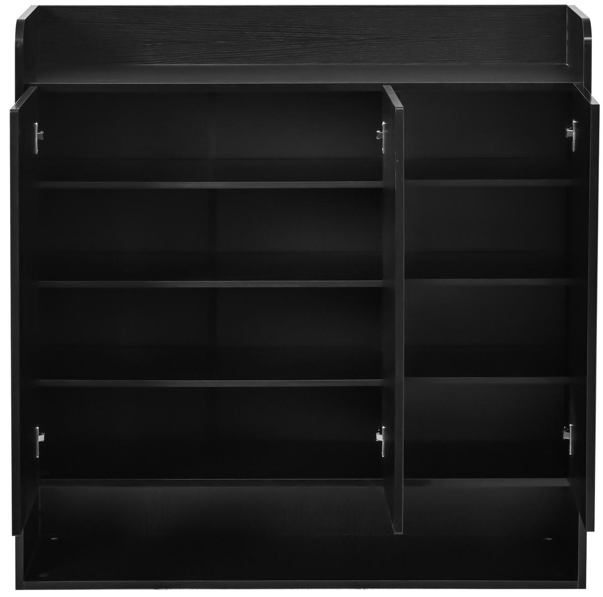 BOTNÍK 110/35,5/110 cm černý z MDF a dřevotřísky se zrcadlem a policemi - černá, kompozitní dřevo (110/110/35.5cm) - OKWISH