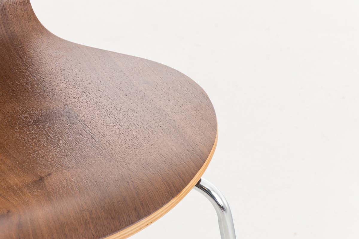 BESUCHERSTUHL Calisso mit Holzsitz und Metallgestell, Farbe: Walnuss - Chromfarben/Walnussfarben, Holz/Metall (42/85/47cm) - TPFLiving