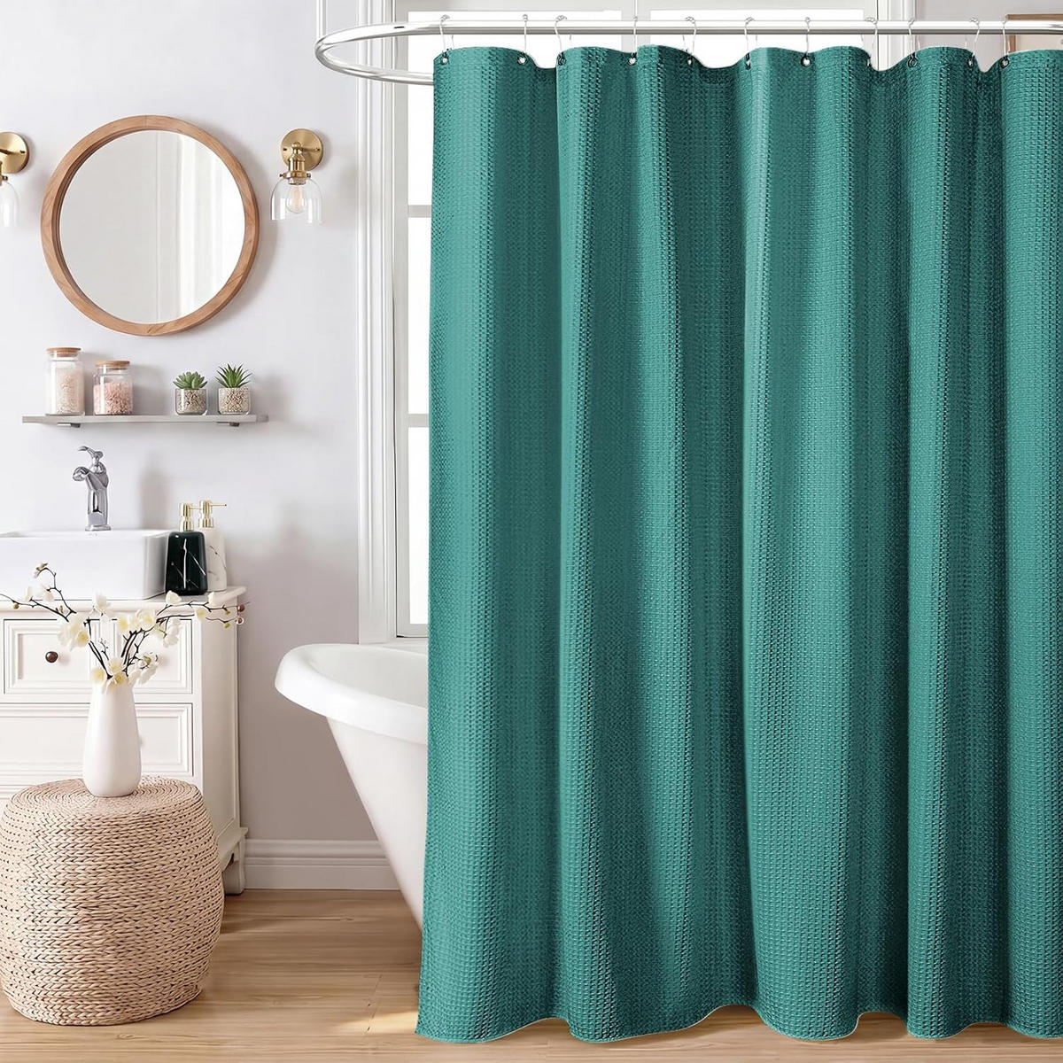 DUSCHVORHANG 180 cm x 180 cm Seegrasgrün - Waldgrün, Textil (180/180cm) - Vallsero