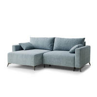 ECKSOFA MIT SCHLAFFUNKTION Leon Hellblau Webstoff - Schwarz/Hellblau, Holz/Holzwerkstoff (148/239cm) - Maison de Reve