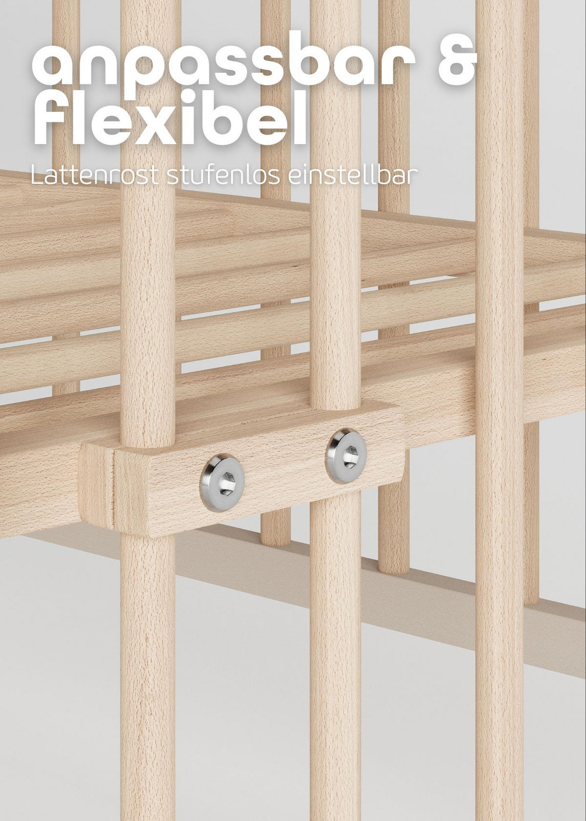 BEISTELLBETT mit Matratze Cloud Air & Umbauseite - sahara dust/natur - Dreamy 4 in 1 Bett - Sandfarben/Naturfarben, Holz (120/90/60cm) - Sämann – make a difference.
