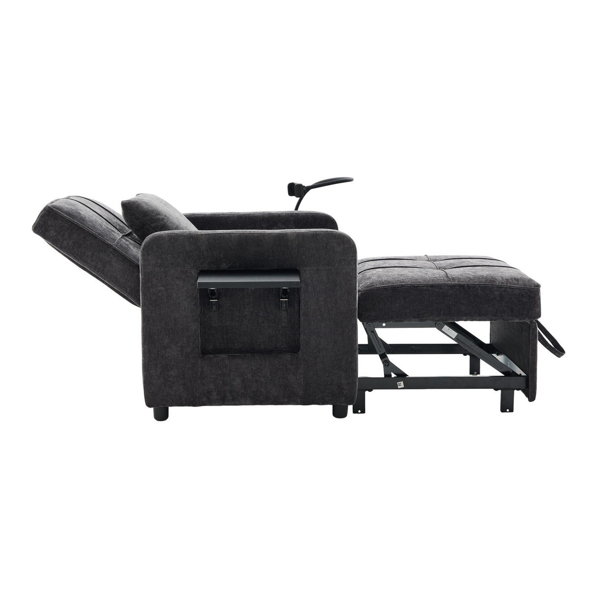 FERNSEHSESSEL Relaxsessel,Polsterliege mit Stauraum,Chenille,Grau - Grau, Textil (79/83/167cm) - LVHOM