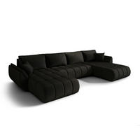 WOHNLANDSCHAFT SYDNEY PREMIUM U-Form schwarz Velours Monolith 97 - Schlaffunktion, Bettkasten - Schwarz, Textil (385/85/175cm) - Cornero