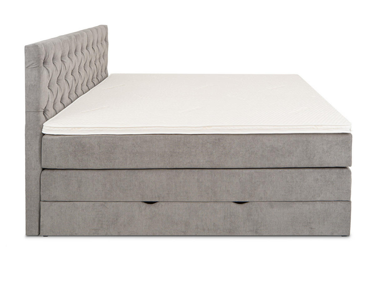 BOXSPRINGBETT Verona Grau 160/200 cm H3/H4 Samt - Grau, Textil (160/200cm) - wonello