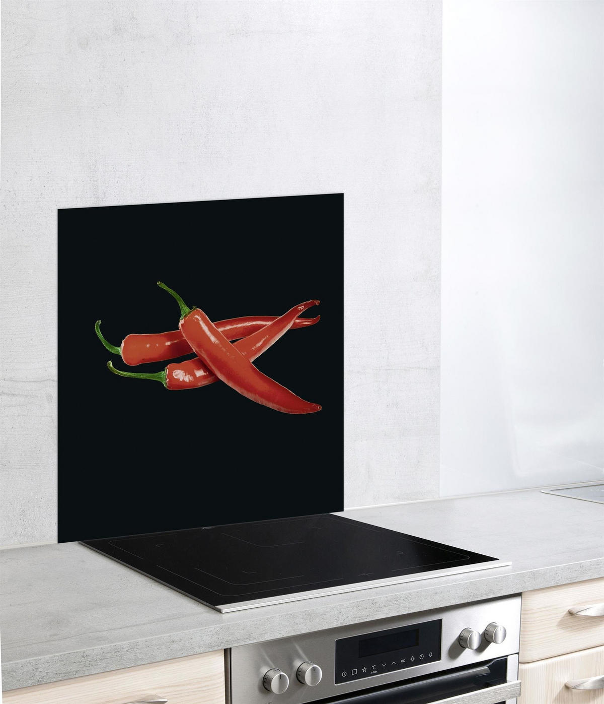 GLASKOCHFELD Hot Peperoni 70/60/0,4 cm - Schwarz, Glas (60/0.4/70cm) - Wenko