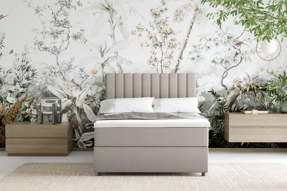 BOXBETT Everest 120 x 200 cm Einzelbett mit hochwertiger Bonell-Matratze und Topper - Cappuccino, Holz (120/200cm) - Panda Möbel