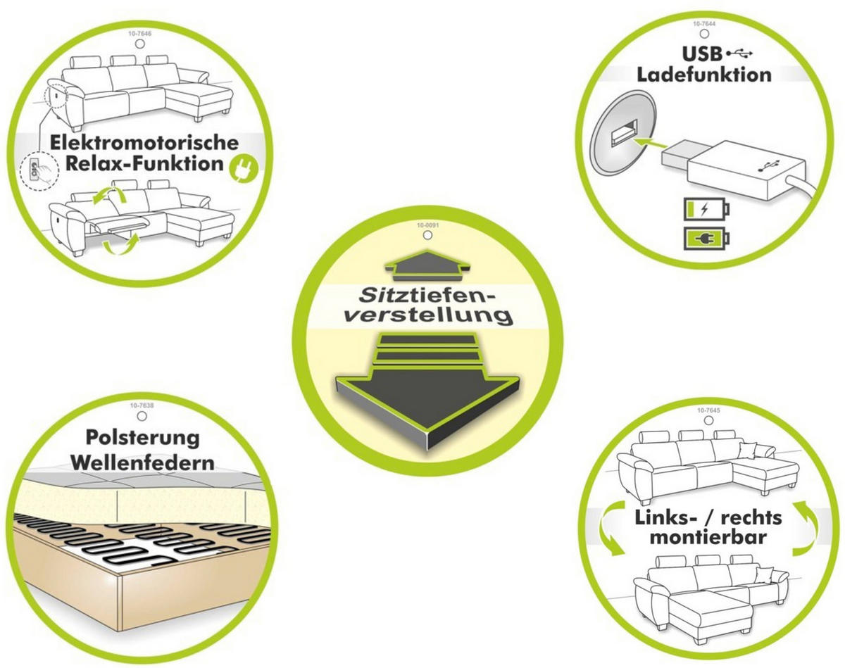 ECKSOFA mit elektrischer Sitztiefenverstellung, Kopflehnen verstellbar, USB-A und USB-C Ladefunktion B277/T187/H109 cm, Cord Braun Taupe / 15401 - Taupe/Eichefarben, Eichenholz/Textil (277/187cm) - luma-home