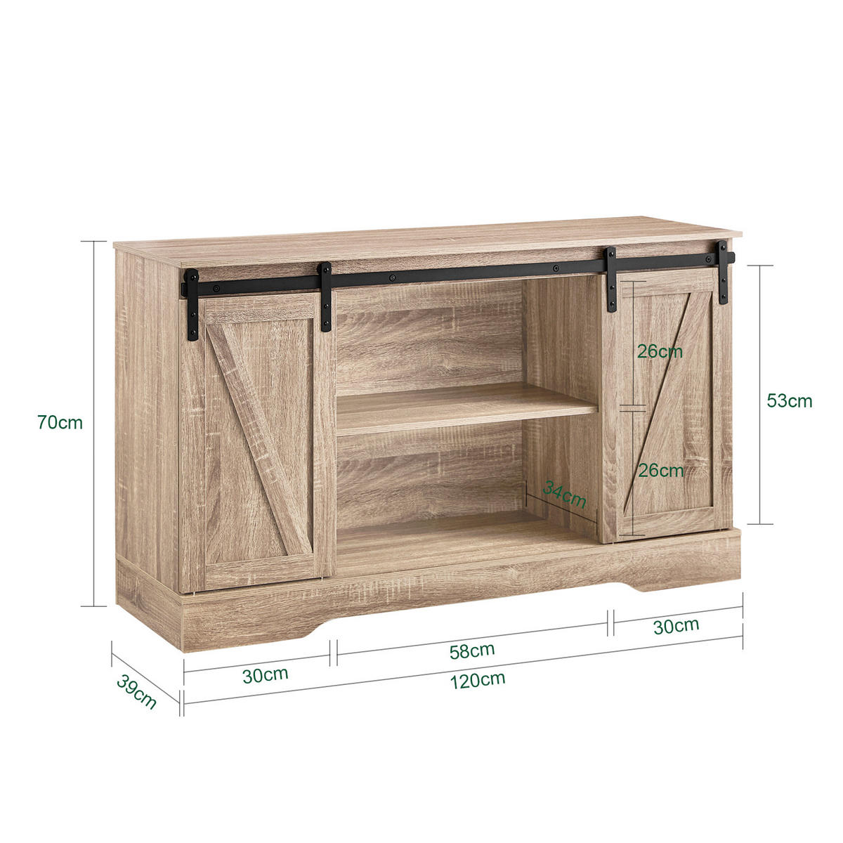 SIDEBOARD Natur - Naturfarben, Holzwerkstoff (120/70/39cm) - SoBuy