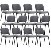 BESUCHERSTUHL 12er Set Stoff grau - Schwarz/Grau, Textil/Metall (53/83/53cm) - CLP