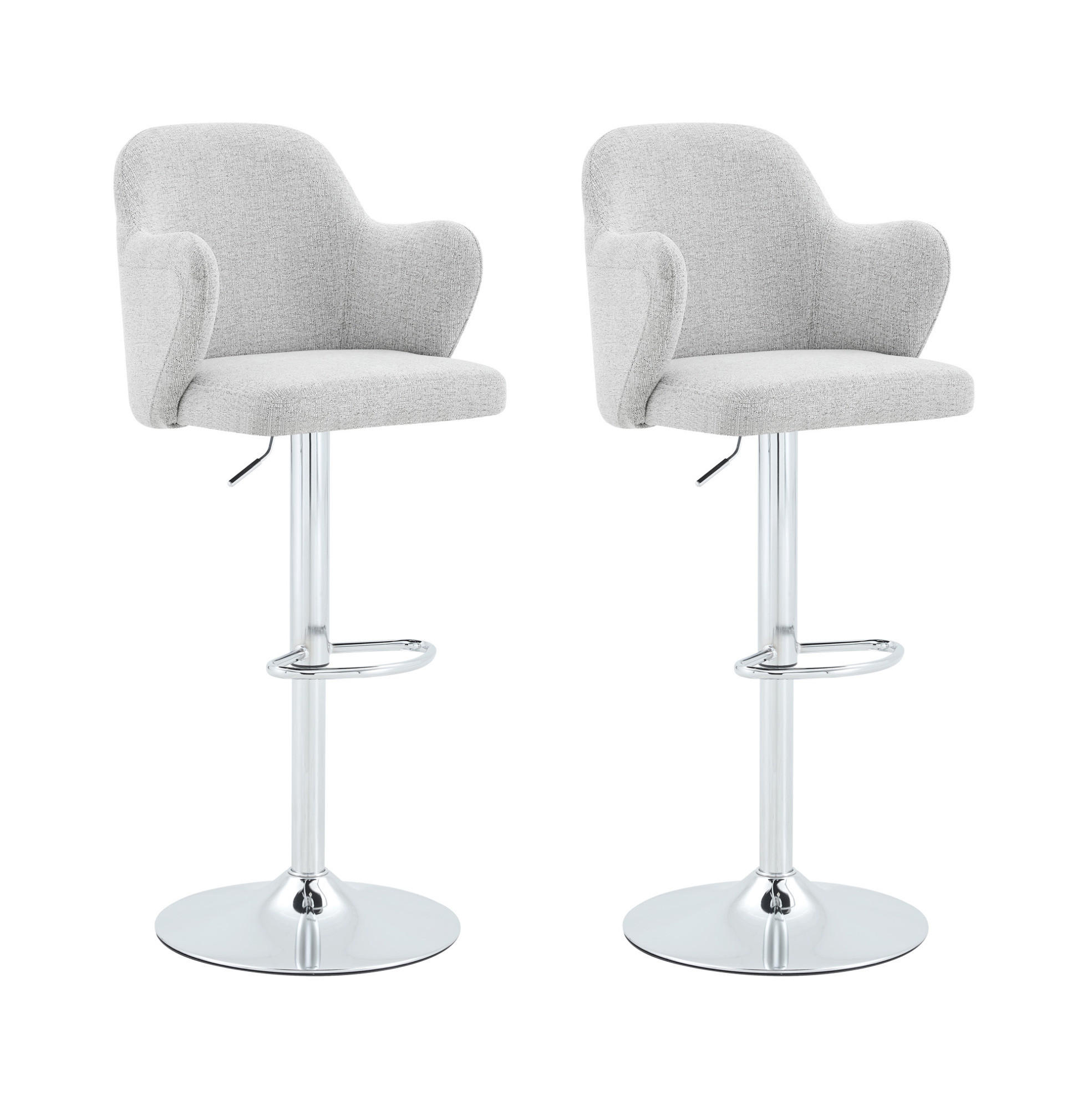 BARHOCKER 2er-Set hellgrau höhenverstellbar und 360° drehbar - Hellgrau, Textil (37.6/118/45cm) - MIVRAY