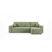 ROHOVÁ pohovka CALIFORNIA MINI pravá světle zelená manšestr Poso 47 - funkce spaní, úložný prostor - světle zelená, textil (245/139cm) - Cornero