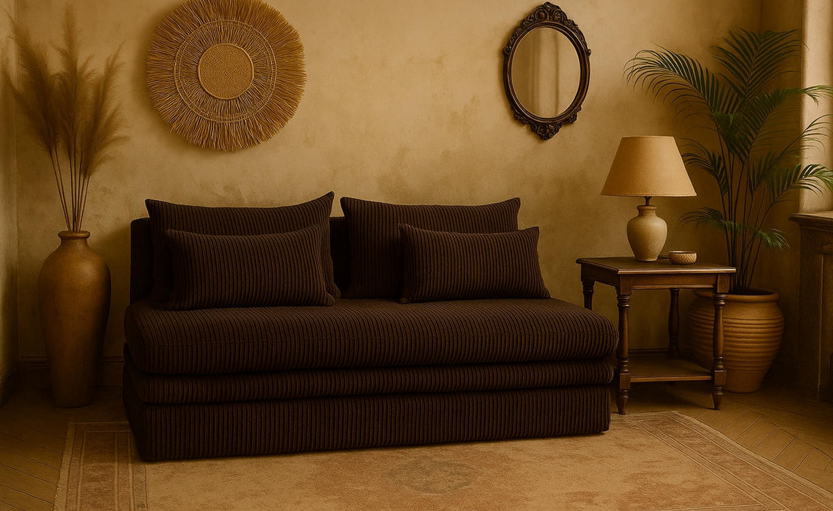 SCHLAFSOFA Mit Bettkasten NELIA, Stoff Poso, Braun - Braun, Holz (190/75/90cm) - Kaiser Möbel