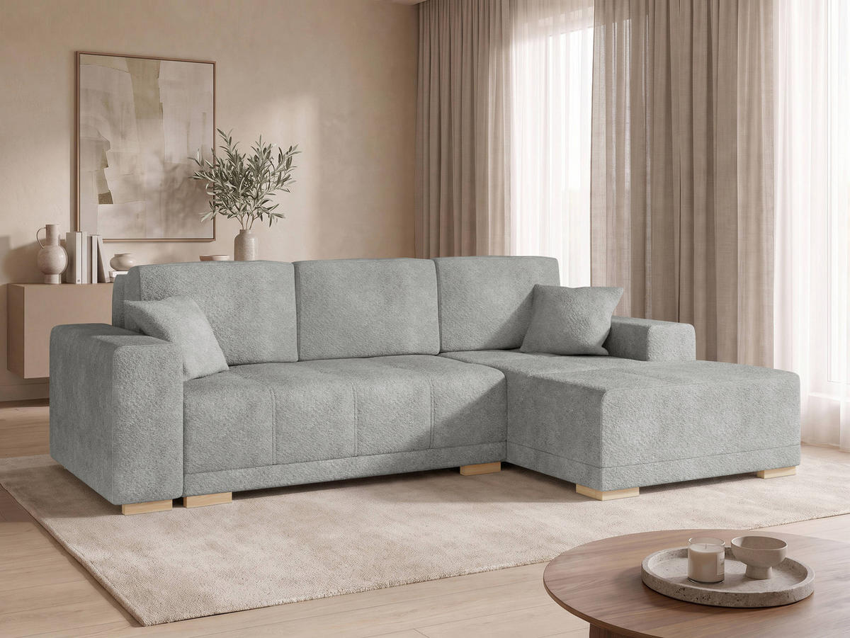 ECKSCHLAFSOFA Bello, Seite: Rechts - Naturfarben/Grau, Holz/Textil (140/240cm) - MIRJAN24