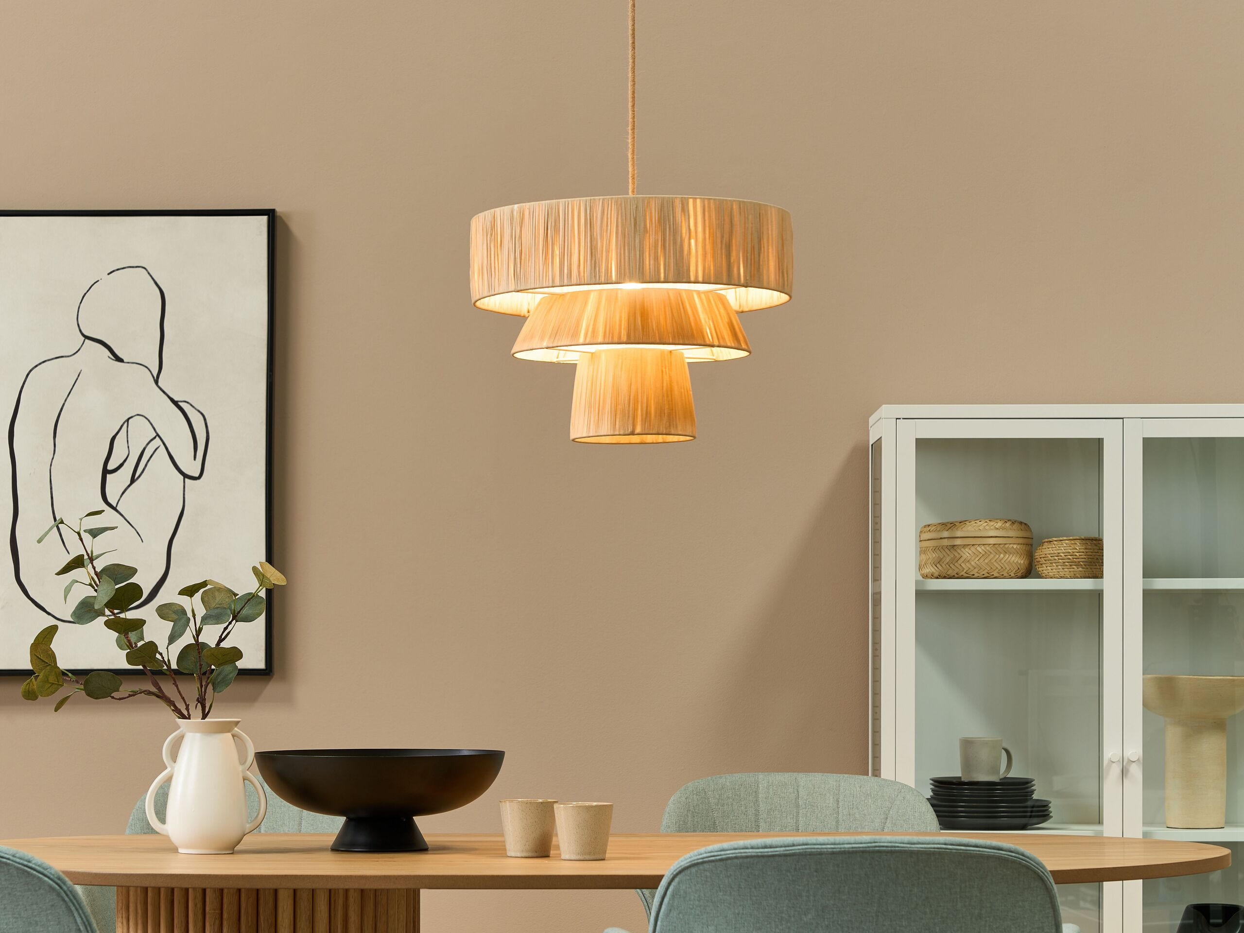 HÄNGELEUCHTE Chambo 45/45/180 cm - Naturfarben, Papier (45/45/180cm) - Beliani