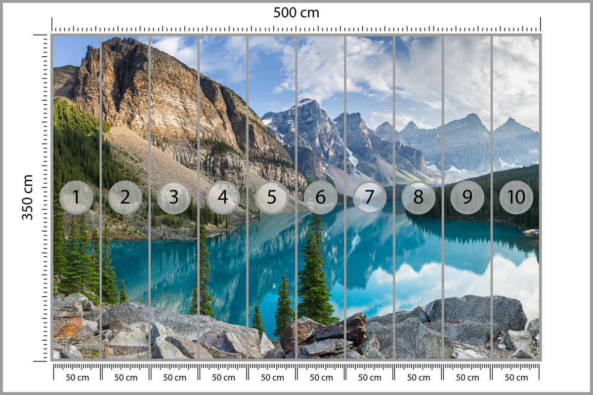 FOTOTAPETE für Wohnzimmer Bergsee Landschaft 3D 500x350 - Beige/Braun, Papier (500/350cm) - Muralo