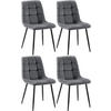 STUHL 4er Set Samt Dunkelgrau - Dunkelgrau/Schwarz, Textil/Metall (45/84/55cm) - CLP