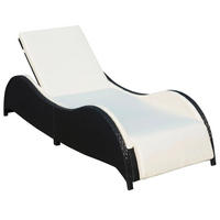 SONNENLIEGE mit Polsterauflage Poly Rattan Schwarz - Schwarz, Holz (73/45/200cm) - furnicato
