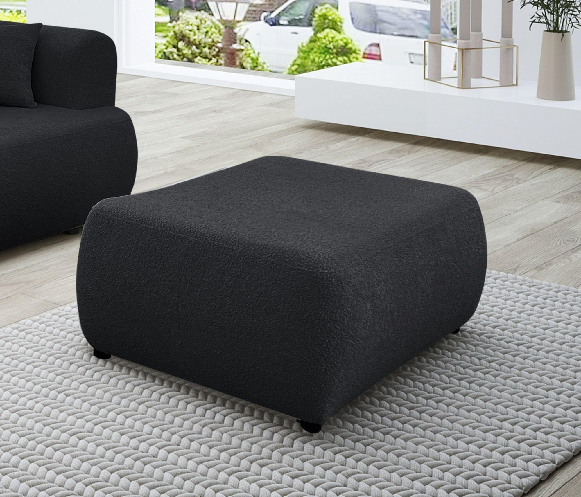 POLSTERHOCKER Anike In Now Or Never - Schwarz, Holzwerkstoff/Textil (98/42/66cm) - Fun Möbel