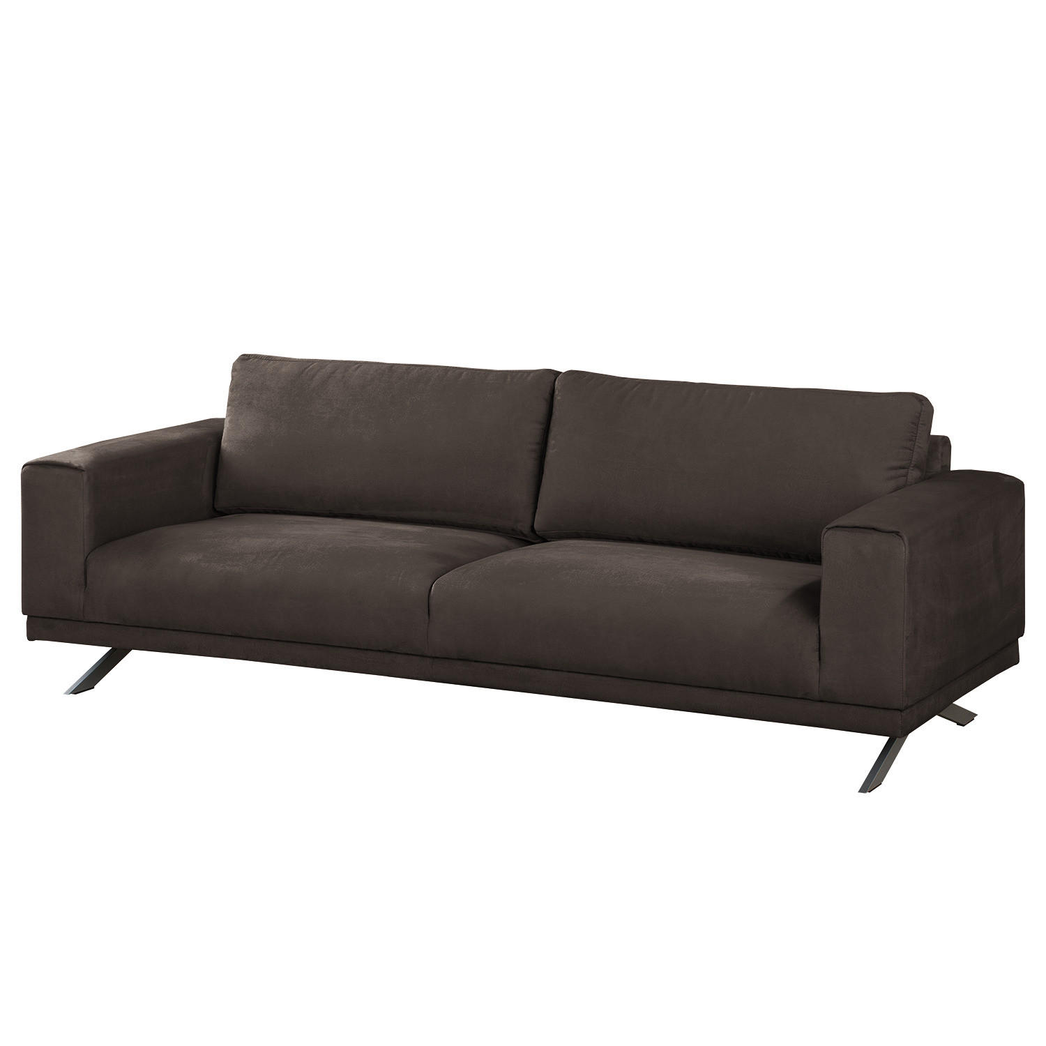 3-SITZER SOFA - Antiklederlook - Graubraun, Textil (236/81/89cm) - home24