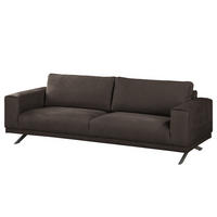 3-SITZER SOFA - Antiklederlook - Graubraun, Textil (236/81/89cm) - home24