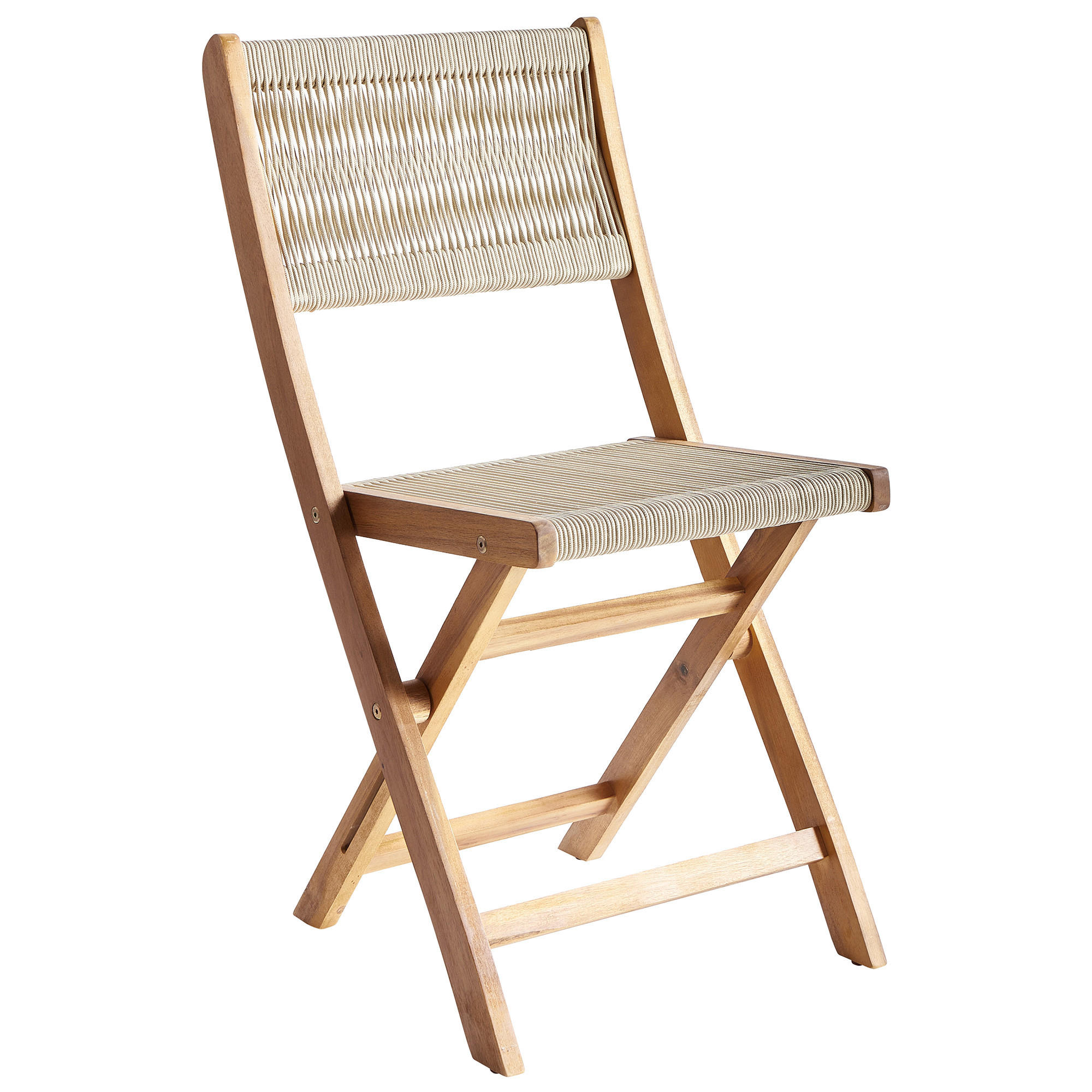 GARTENSTUHL 2er Set Beige Prossedi - Hellbraun/Beige, Holz (42/84/50cm) - Beliani