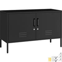 SIDEBOARD Baker, Kippschutz, höhenverstellbare Füße, schwarz - Schwarz, Metall (100/65/42.5cm) - tectake