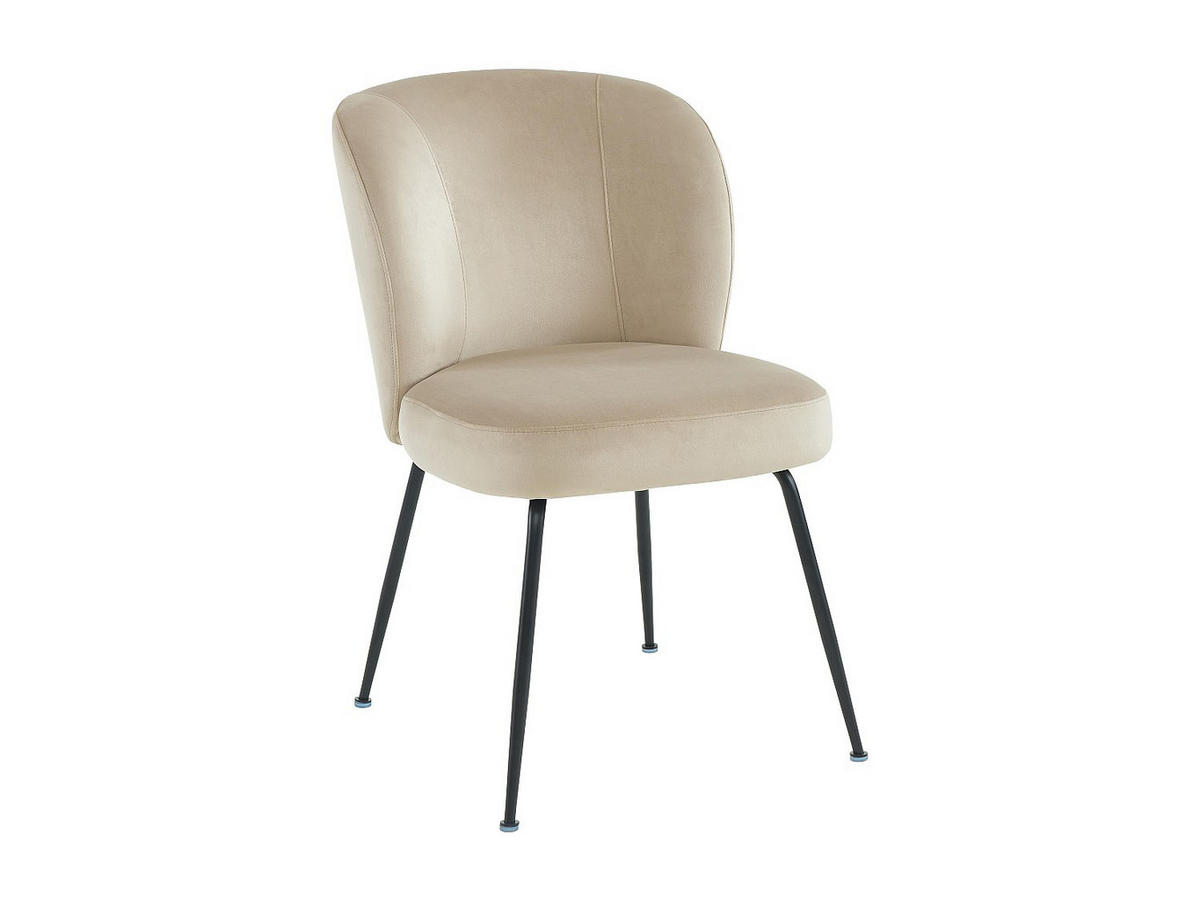 STUHL 2er-Set - Samt & Metall - Beige - POLPONA - Beige, Textil (52/79/67.5cm) - Vente-Unique