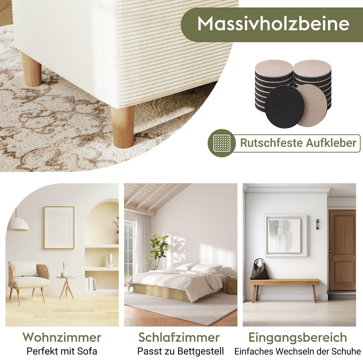 POLSTERBETT 160/200 cm mit LED-Beleuchtung, Kopfteil mit Stauraum und Bettbank, Beige - Beige, Holz (160/200cm) - Redom
