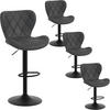 BARHOCKER 4er Set, Kunstleder, Metallgestell, Anthrazit - Anthrazit/Schwarz, Textil/Metall (47/89/54cm) - Woltu
