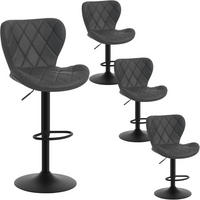 BARHOCKER 4er Set, Kunstleder, Metallgestell, Anthrazit - Anthrazit/Schwarz, Textil/Metall (47/89/54cm) - Woltu