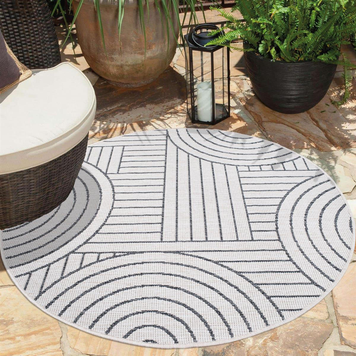 OUTDOOR-TEPPICH DuoRug 5842 Grau 120x120 cm - Grau, Textil (120/120cm) - carpet city