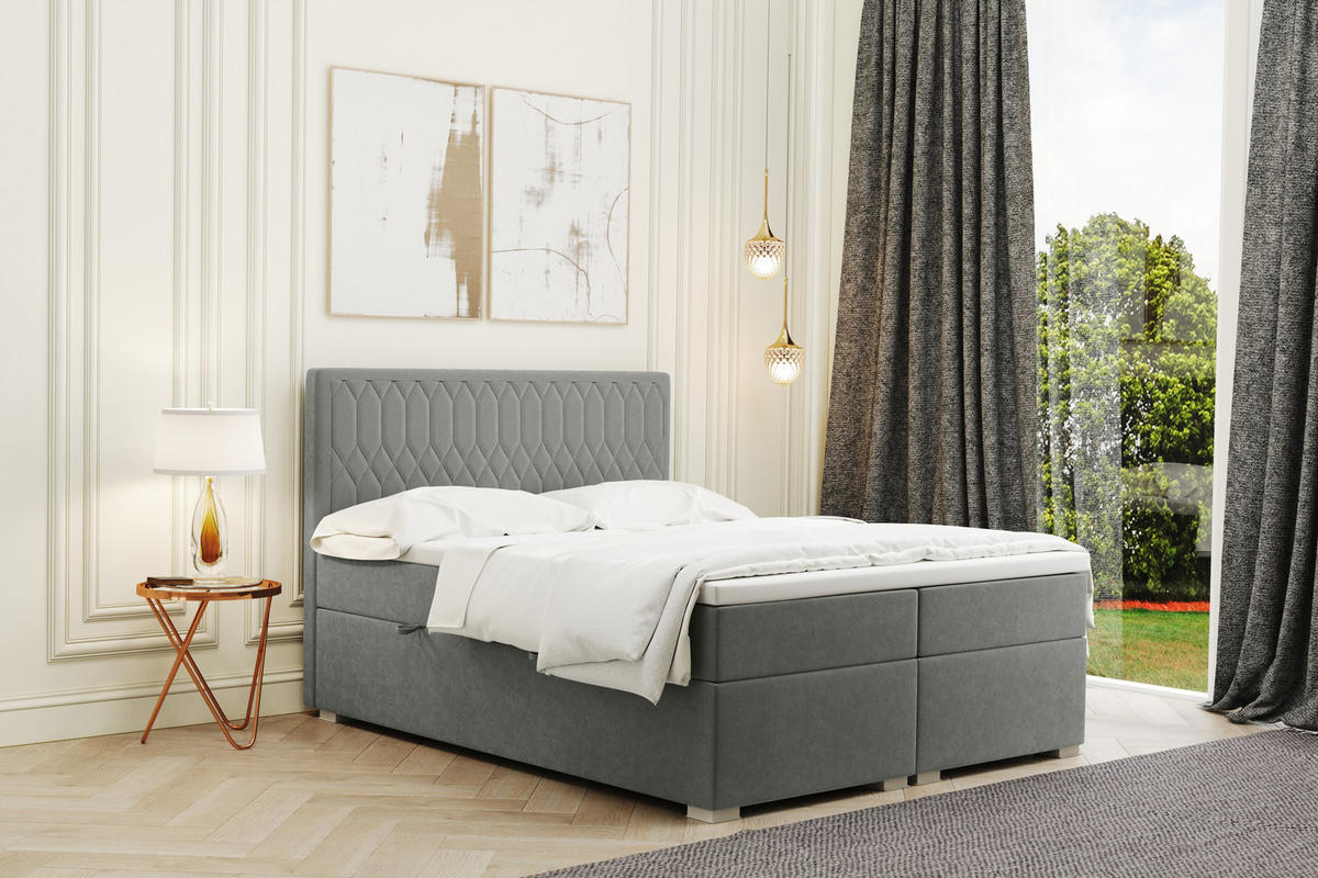 BOXBETT RIMINI Stoff Riviera Grau 120x200 cm H3-Bonell - Grau, Holz/Kunststoff (120/200cm) - Kaiser Möbel